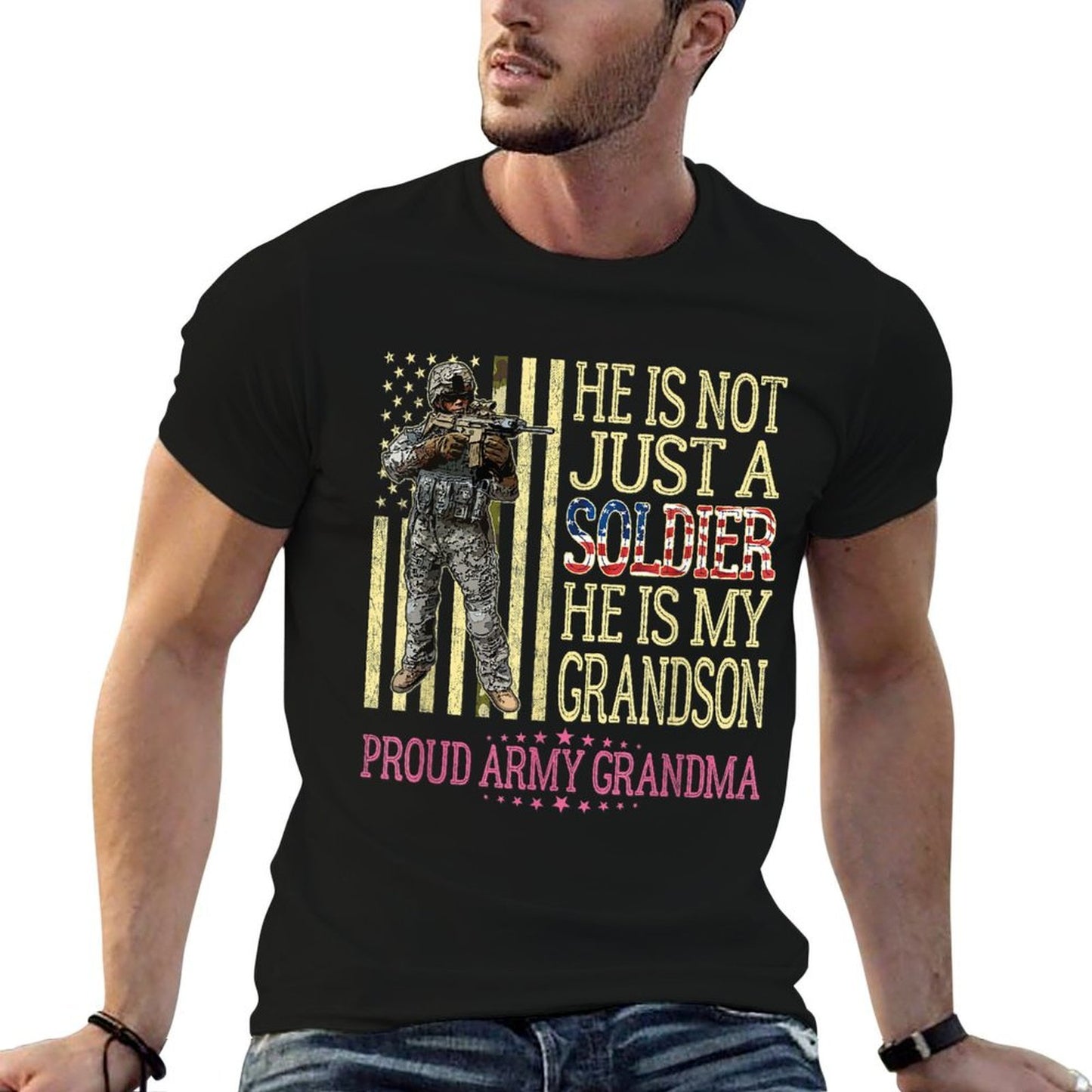 My Grandson Is A Soldier Proud Army Grandma Grandmother Gift  Versatile T-Shirt