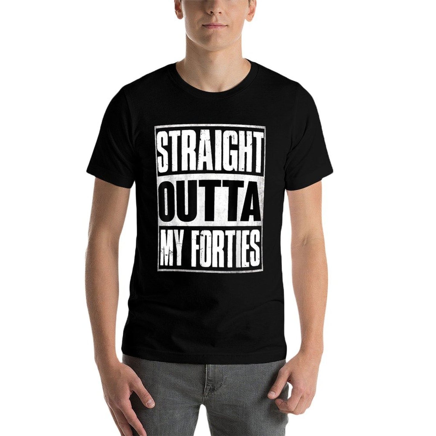 Straight Outta My Forties Funny 50th Birthday Gifts  Heathered Texture T-Shirt