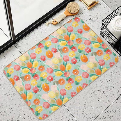 Tulips And Nasturtiums  Pet-Safe Bath Mat