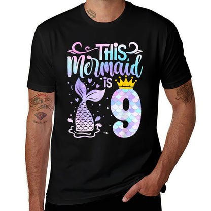 Mermaid 9th Birthday 9 Year Old Girl Nine Yrs Happy Bday  Classic T-Shirt