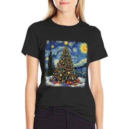 Christmas Tree Van Gogh Starry Night Christmas 2025  Vintage-inspired T-Shirt