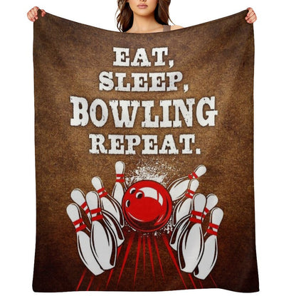 Eat Sleep Bowling Vintage Art Multi-functional Throw Blanket