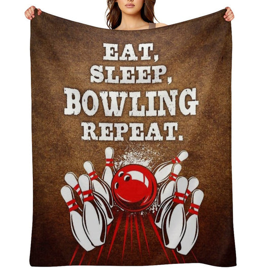 Eat Sleep Bowling Vintage Art Multi-functional Throw Blanket