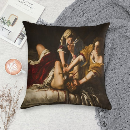 Artemisia Gentileschi's Judith Slaying Holofernes Soft Luxury Feel Throw Pillow
