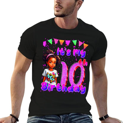 Its My 10th Birthday African American Black Girl 10 Year Old  Polyester Blend T-Shirt