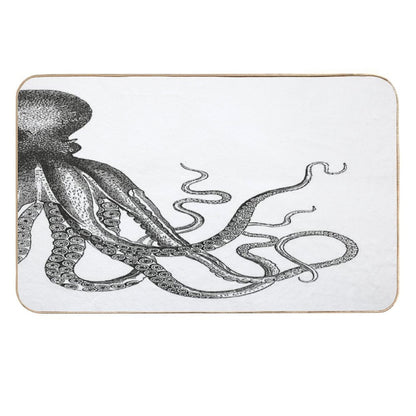 Half Octopus  Right Side  Vintage Octopus  Tentacles  Sea Creatures  Nautical  Ocean  Sea  Beach  Diptych  Black And W  Rapid-Drying Bath Mat