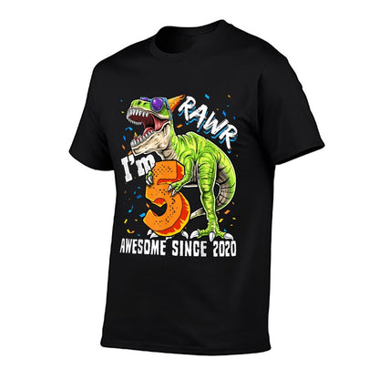 5th Birthday T Rex Dinosaur Party Boys Rawr I'm 5  Wrinkle-resistant T-Shirt
