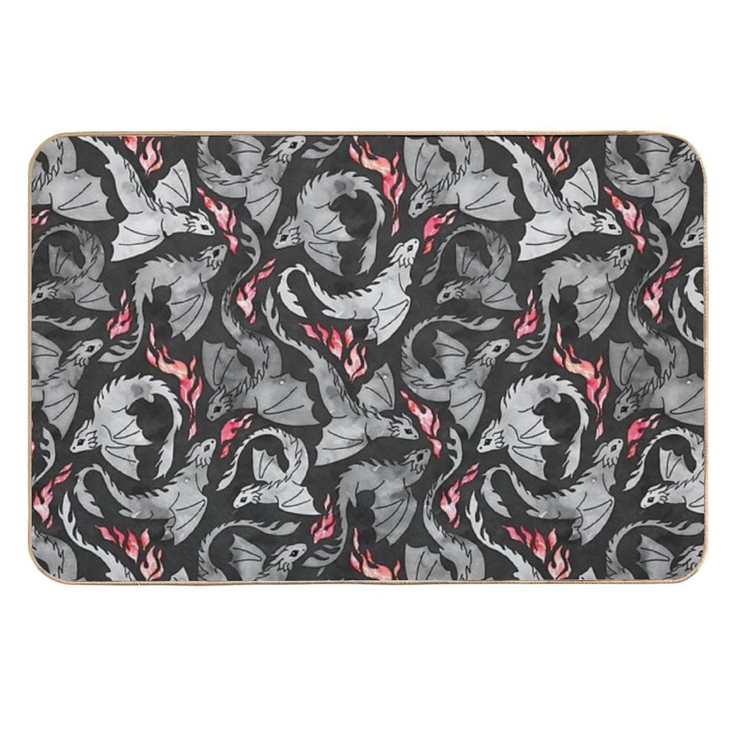 Dragon Fire Dark Grey And Black Durable Bath Mat