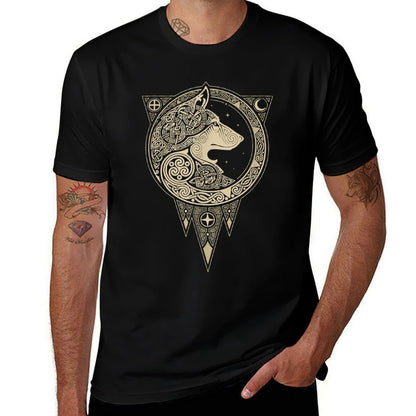 Celtic Mythology Fenrir Wolf Runes  Trendy Pattern T-Shirt