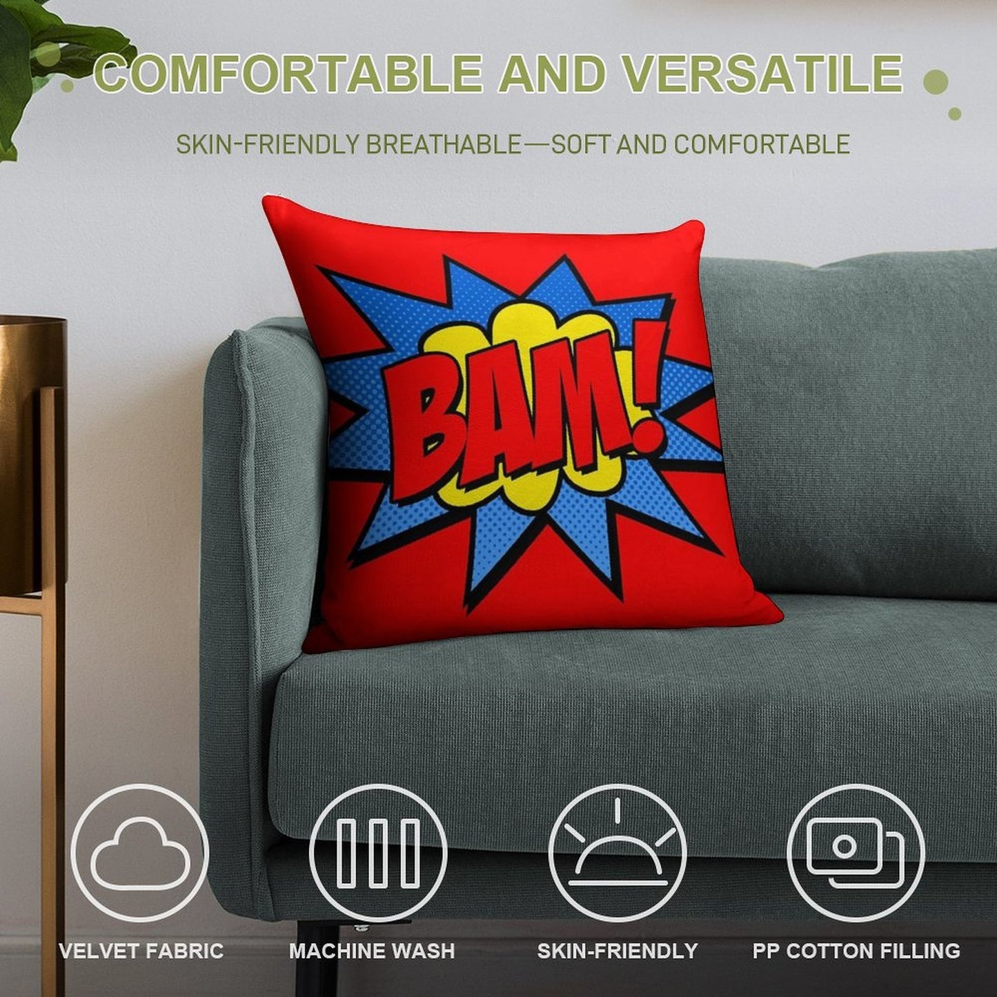 Bam! Soft Ultra-Soft Texture Throw Pillow