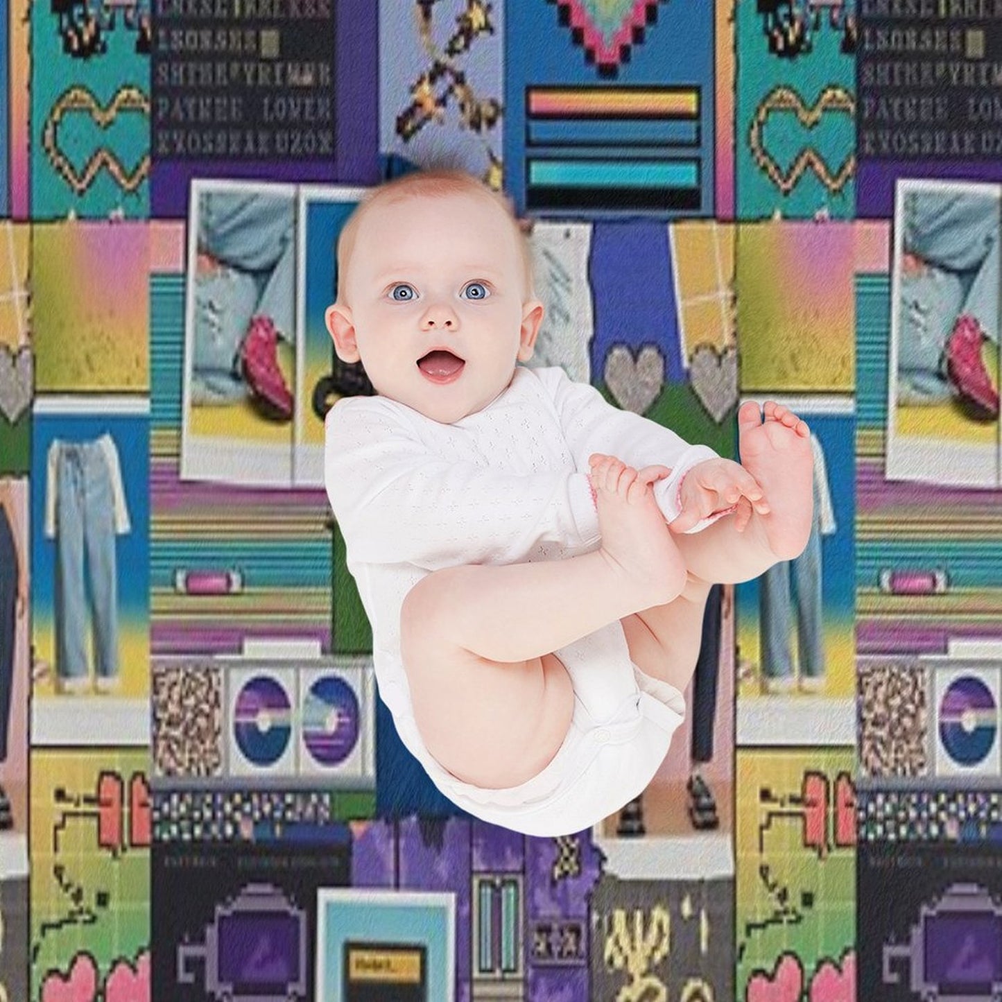 Y2K Aesthetic - Vintage Y2K Mosaic Collage with Scrapbook-Style Tiles Velvety-soft Throw Blanket