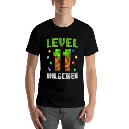 Birthday Boy Level 11 Unlocked 11th Birthday Game Pixel  Wrinkle-resistant T-Shirt