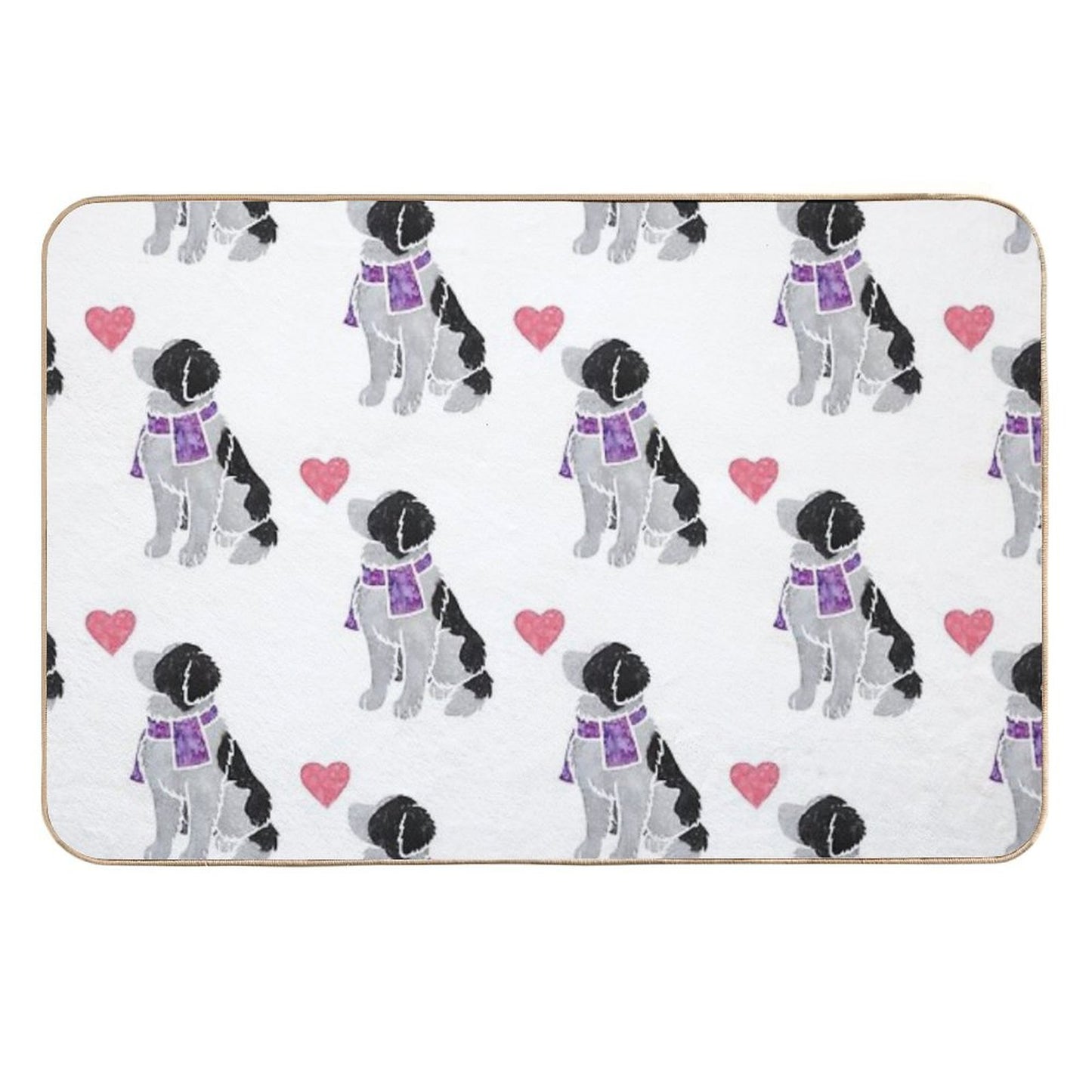 Watercolour Landseer (Newfoundland) Dog  Anti-Trip Bath Mat