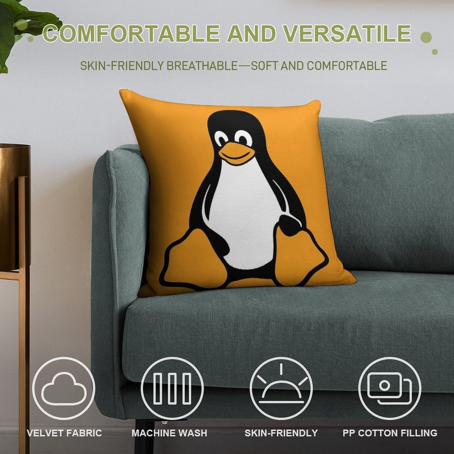 Linux Tux Pingouin Soft Skin-Friendly Throw Pillow