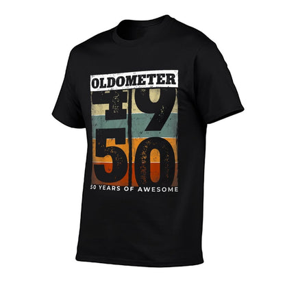Oldometer Vintage 50th Birthday Men Retro Funny 50 Year Old  Soft T-Shirt