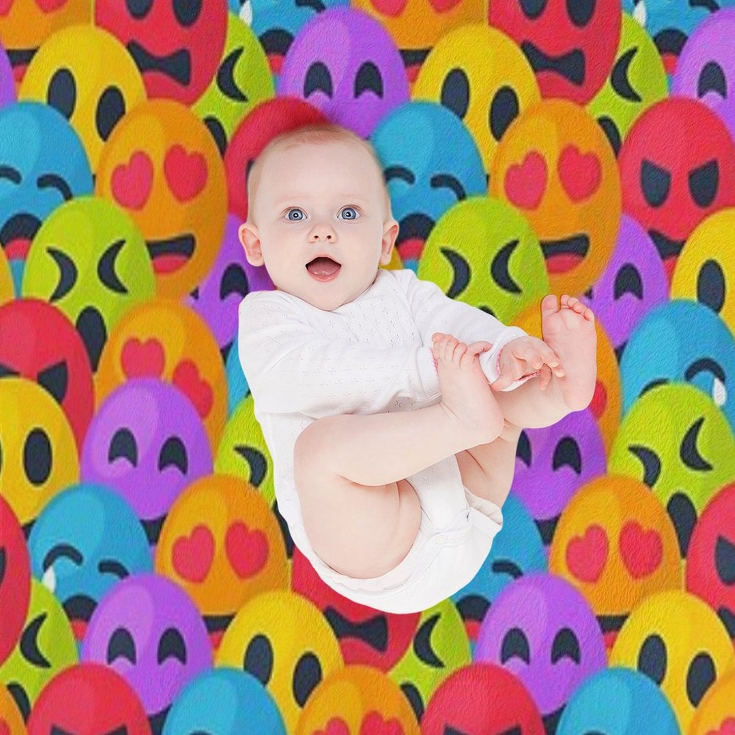 A Lot of Emojis Are Looking at You Eco-conscious Throw Blanket