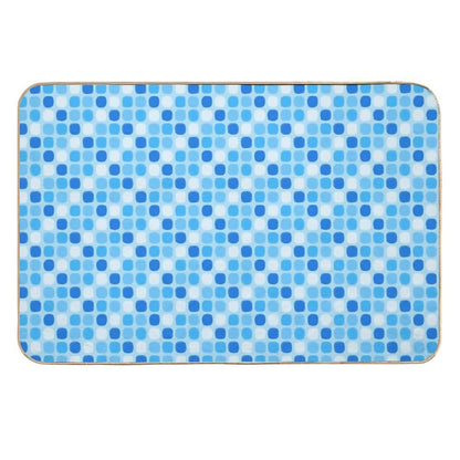 Simple Design - Blue Square Pattern  Slip-Resistant Bath Mat