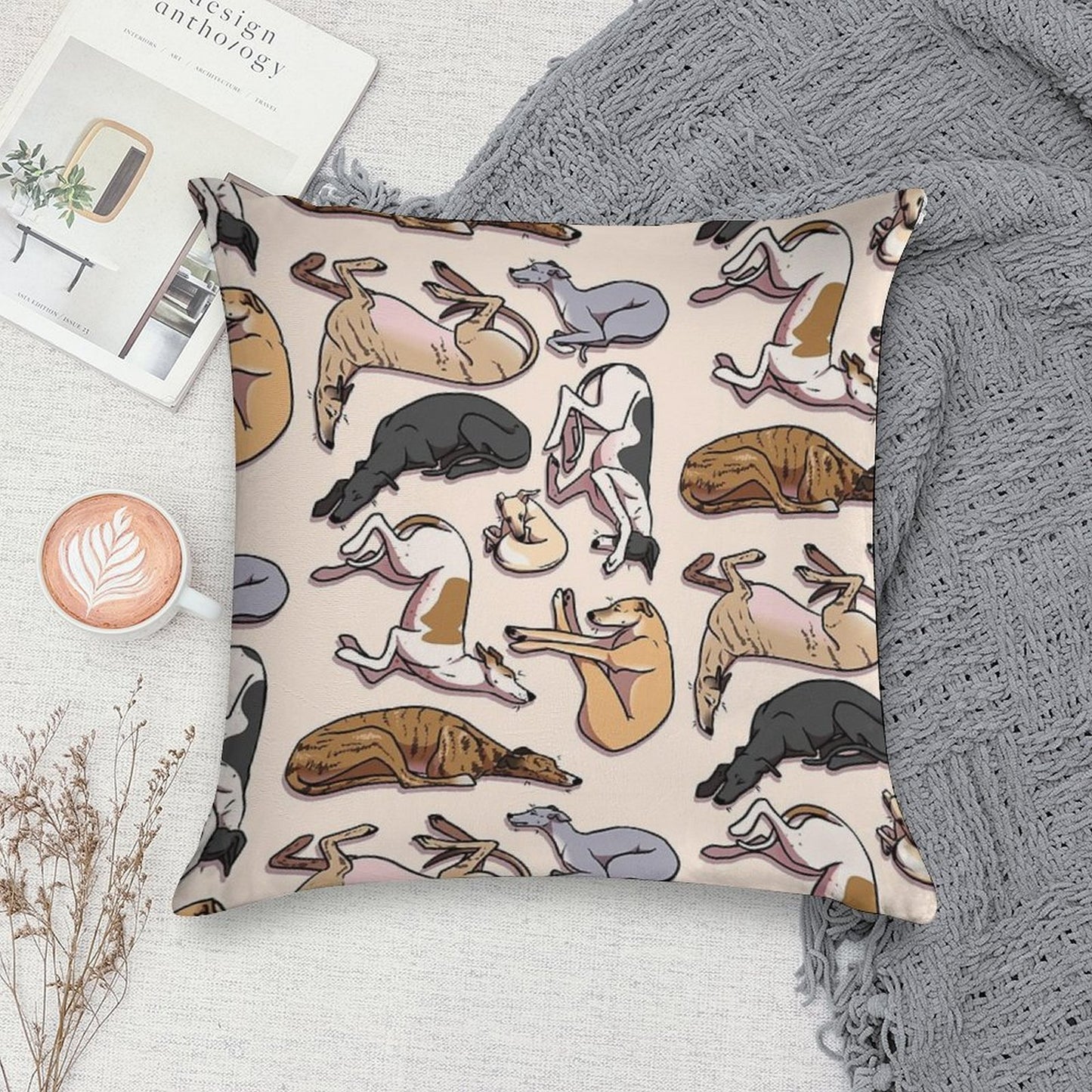 Sleeping Hounds Soft Short Plush Fabric Throw Pillow