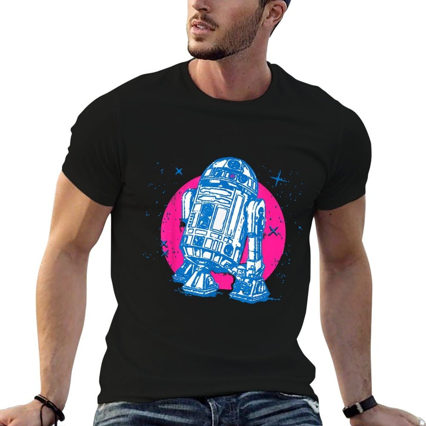 Star Wars R2-D2 Vintage Neon Retro Sparkly Badge  Versatile T-Shirt