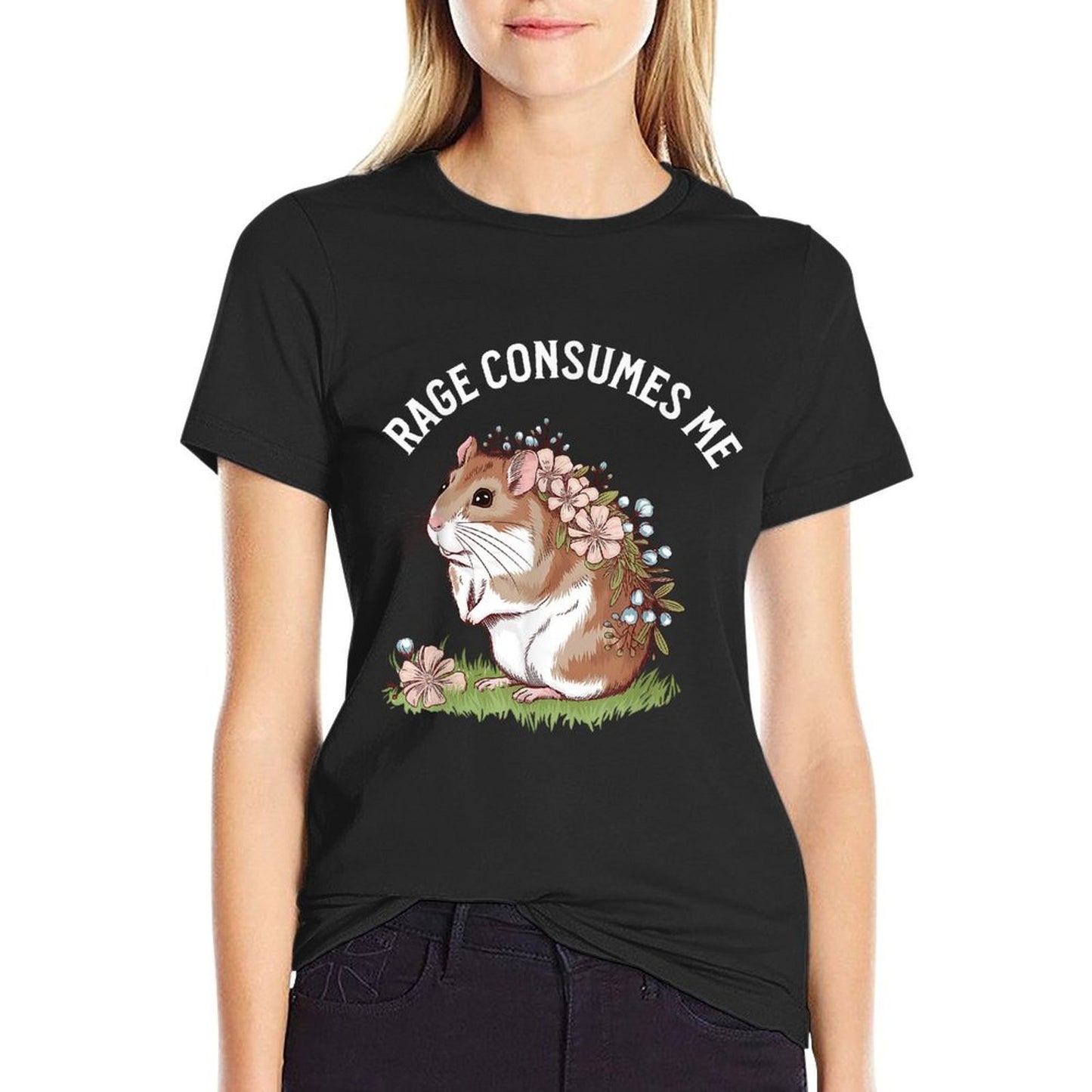 Hamster Rage Consumes Me Colorful Design  Fade-proof Color T-Shirt