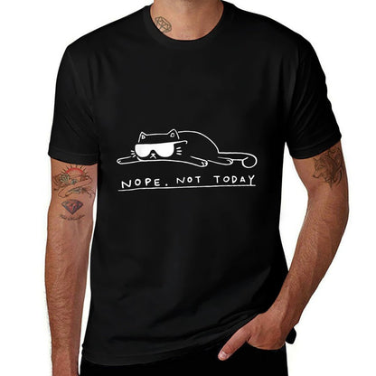 Funny Cat Cat Nope Not Today - Unisex-Kids, Black, S  Durable T-Shirt