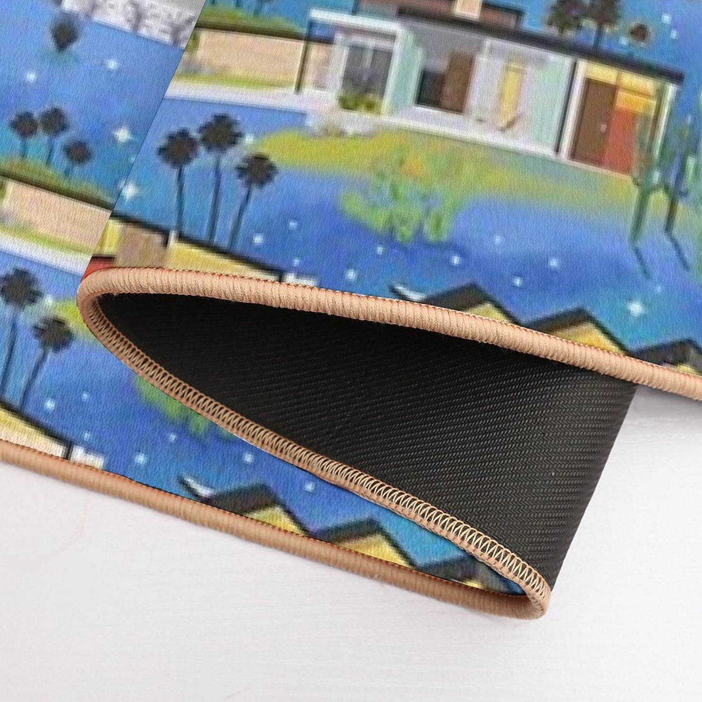Mid Century Modern Homes of The Desert Under A Night Sky with Stars  Rapid-Drying Bath Mat