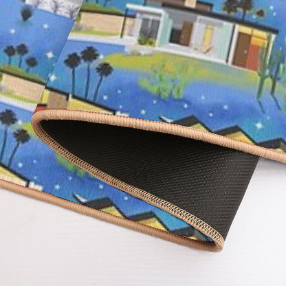 Mid Century Modern Homes of The Desert Under A Night Sky with Stars  Rapid-Drying Bath Mat