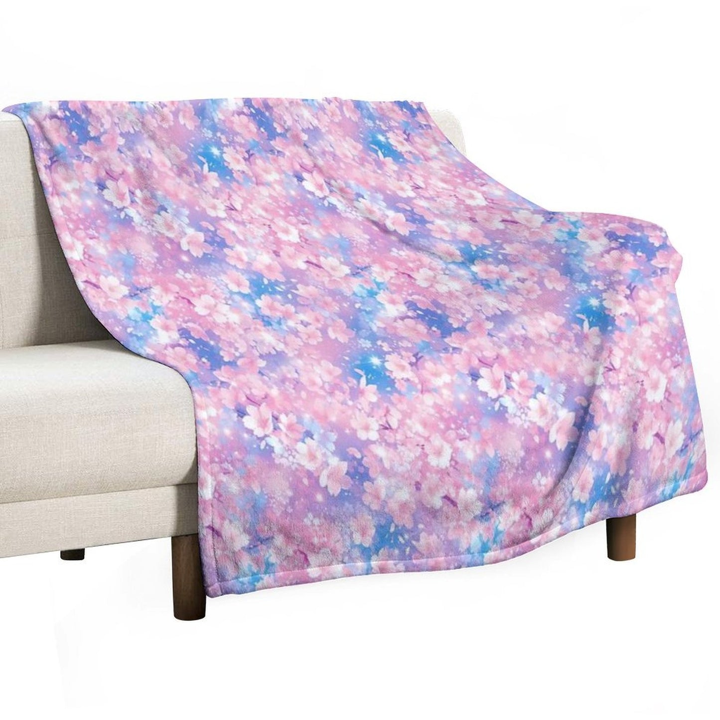 Anime Flowers Composition, Floral Theme, Seamless Pattern All-season Throw Blanket