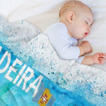 Madeira Portugal Island Illustrated Map with Landmarks And Highlights Anti-pilling Throw Blanket