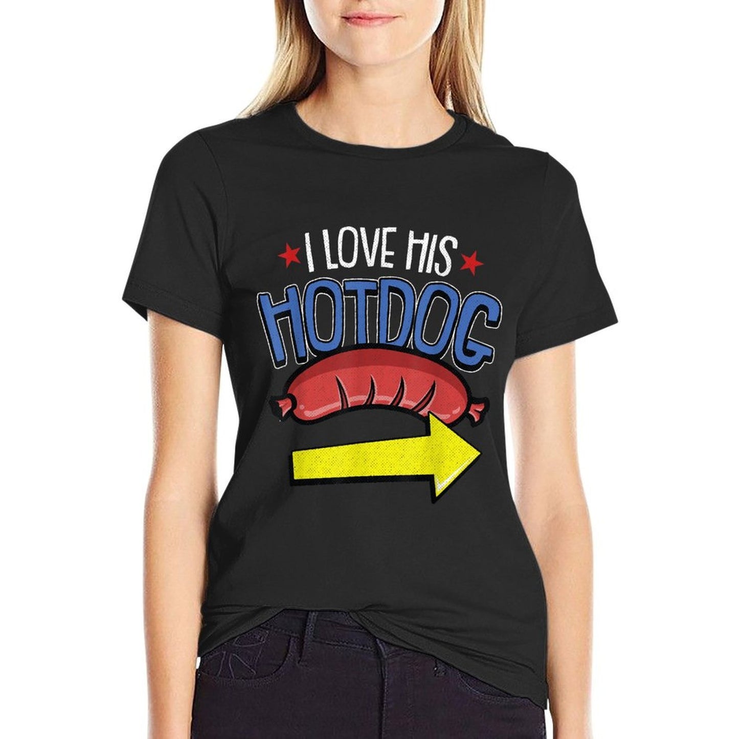 I Love His Hotdog 4th Of July Funny Adult Humor Patriotic  Moisture-wicking T-Shirt
