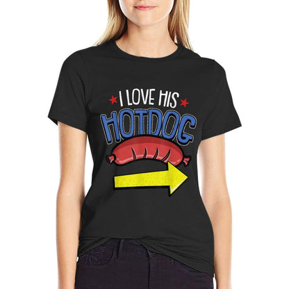 I Love His Hotdog 4th Of July Funny Adult Humor Patriotic  Moisture-wicking T-Shirt
