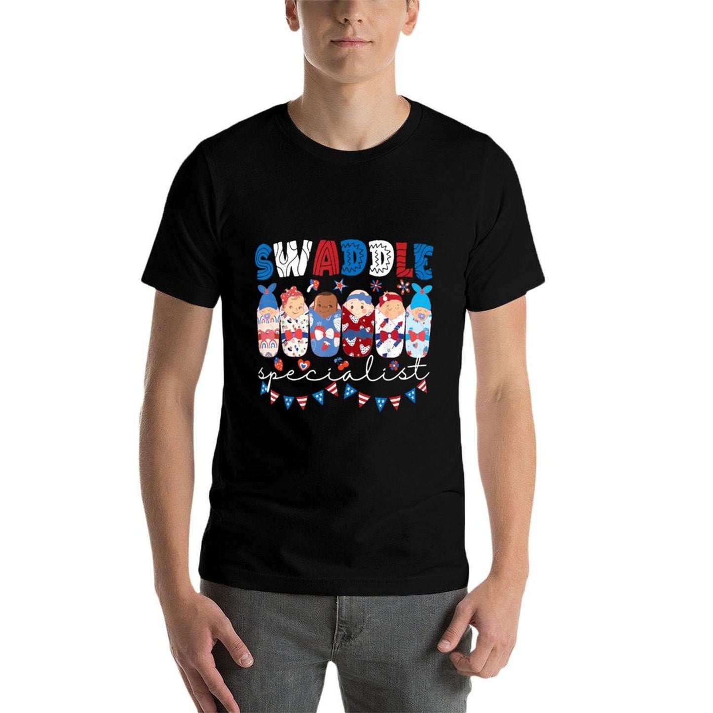 Swaddle Specialist NICU Mother Baby Nurse 4th Of July USA  Breathable T-Shirt