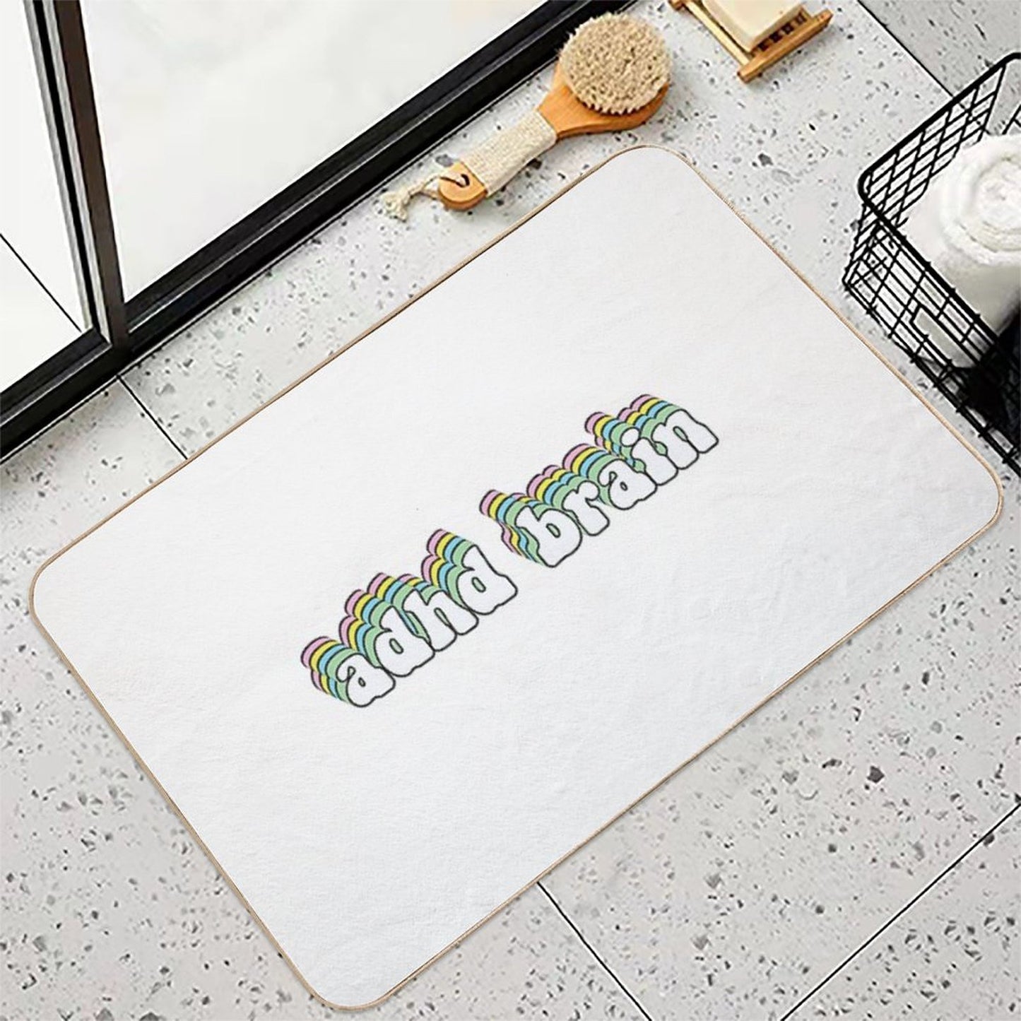 ADHD Brain Cute Pastel  Toxin-Free Bath Mat