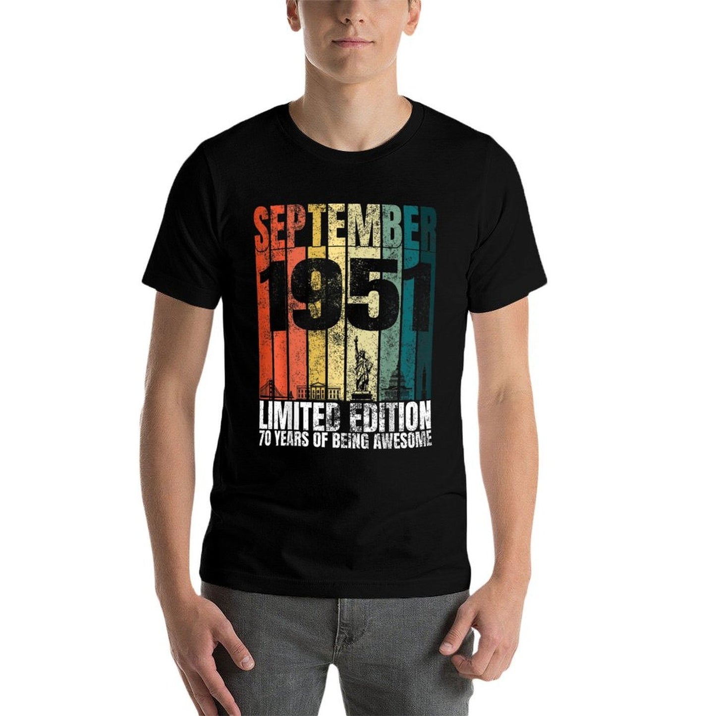 Vintage September 1951 Bday Graphic 70 Years 70th Birthday  Breathable T-Shirt