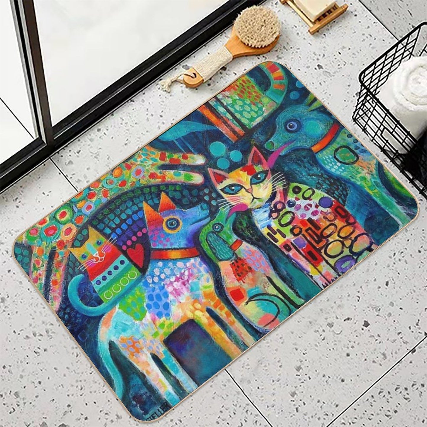 Dogs And Cats  Stain-Proof Bath Mat
