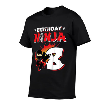 Kids Ninja Birthday Party Gift - 8 Year Old - Birthday Ninja 8  Rolled Sleeves T-Shirt
