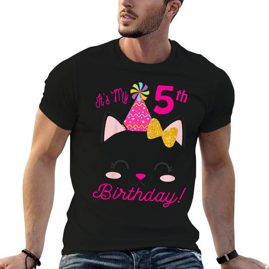 Its My 5th Birthday Girl Kitty Cat Theme Party (Five)  Graphic-printed T-Shirt