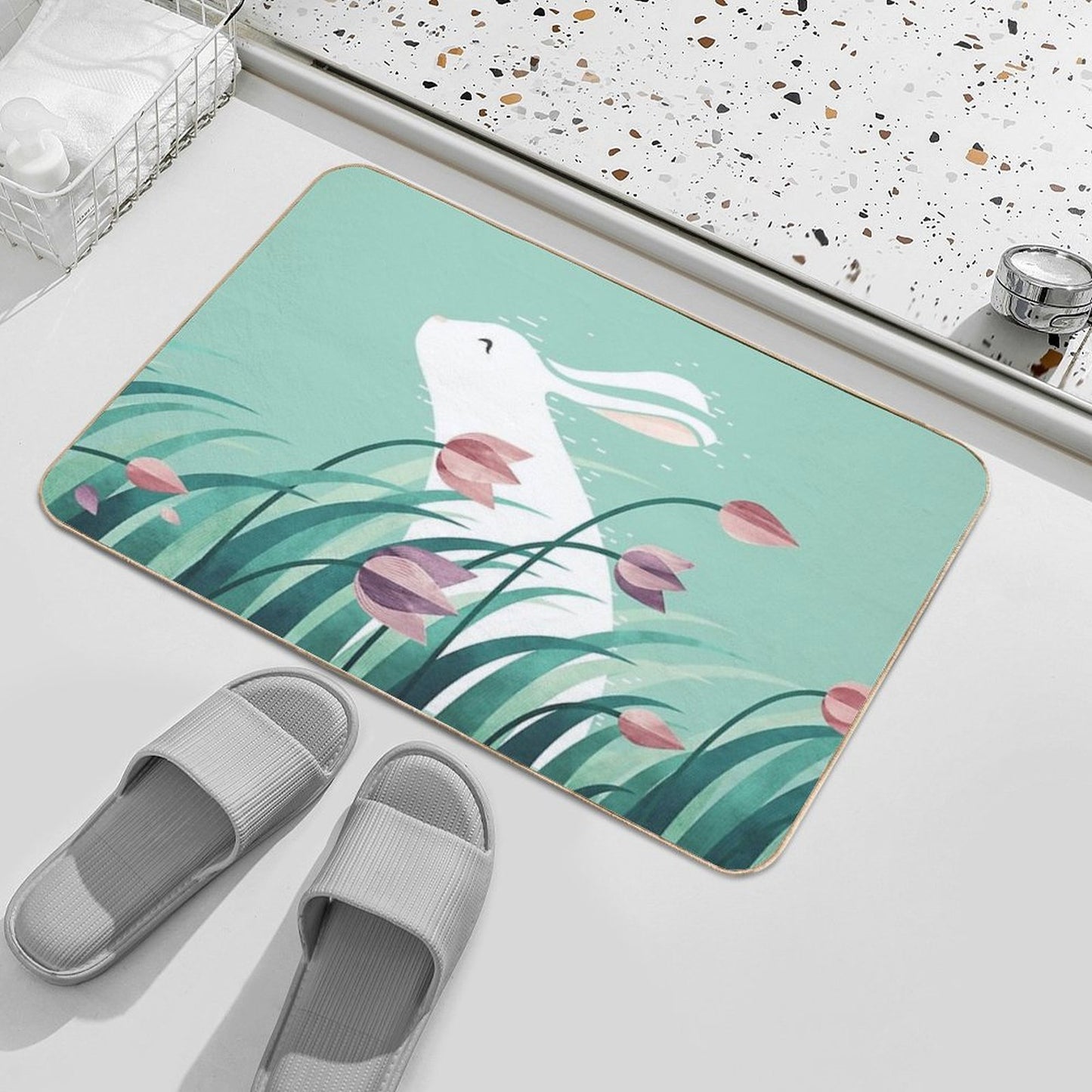 Rabbit, Resting  Easy Maintenance Bath Mat