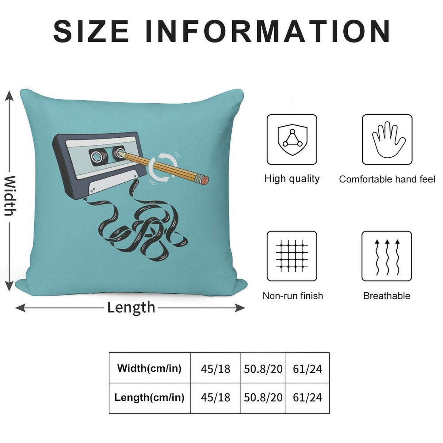 Back in The Day, Retro 80's Cassette Tape Soft Reinforced Edging Throw Pillow