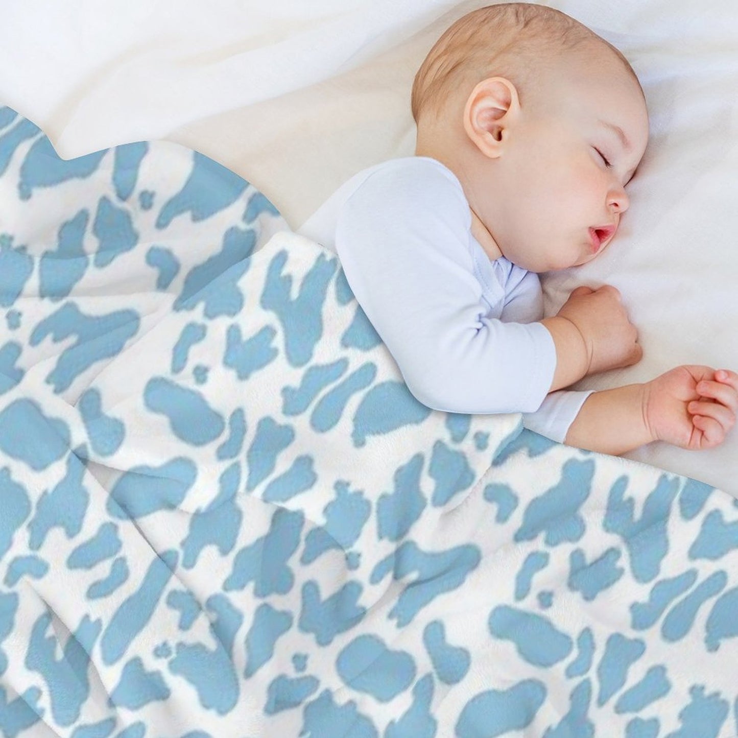 Blue Cow Print Comfort Throw Blanket