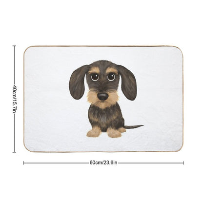 Wirehaired Dachshund  Cute Wire Haired Wiener Dog  Wild Boar And Tan Teckel  Absorbent Bath Mat