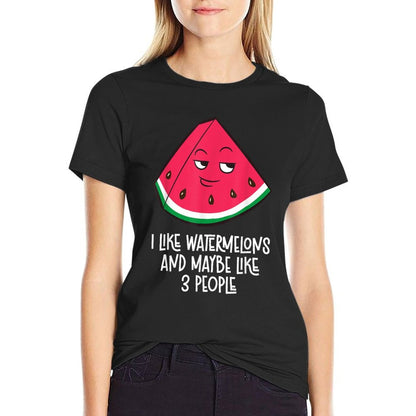 I Like Watermelons And Maybe Like 3 People Cute Watermelon  Oversized Silhouette T-Shirt