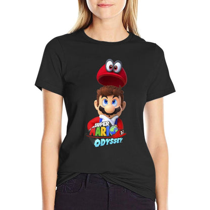 Super Mario Odyssey Game Logo Cappy Mario Graphic  Durable T-Shirt