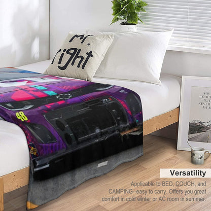 Alex Bowman Racing on The Chicago Street Course 2024 Abstract Easy Care Throw Blanket