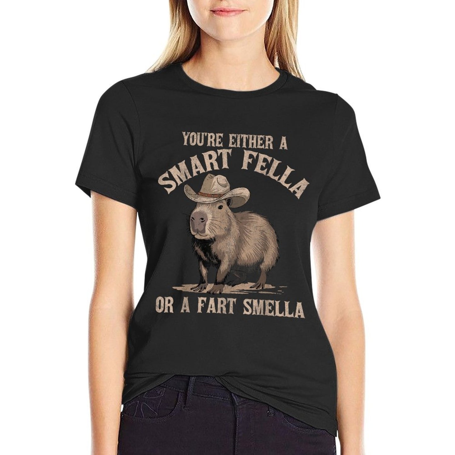 Youre Either A Smart Fella Or A Fart Smella Funny Capybara  Slim-fit Cut T-Shirt