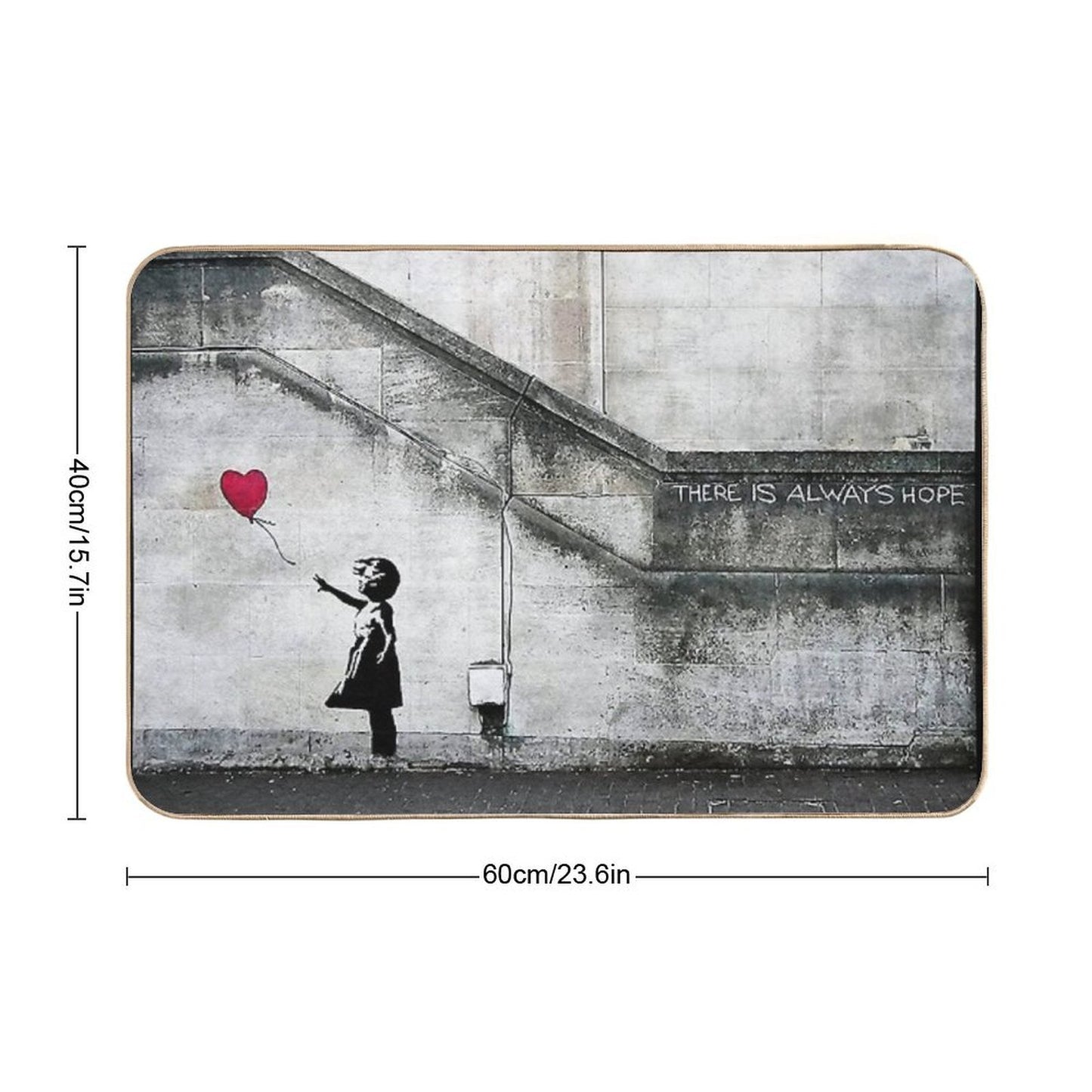 Balloon Girl - There Is Always Hope  Original Mural Banksy  Easy To Clean Bath Mat