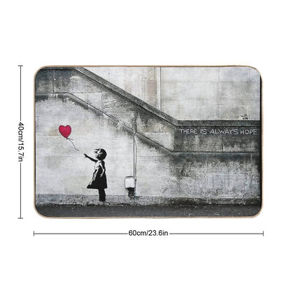 Balloon Girl - There Is Always Hope  Original Mural Banksy  Easy To Clean Bath Mat