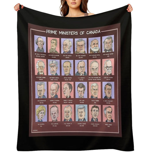 Canada's Prime Ministers (updated 2025) Easy Care Throw Blanket