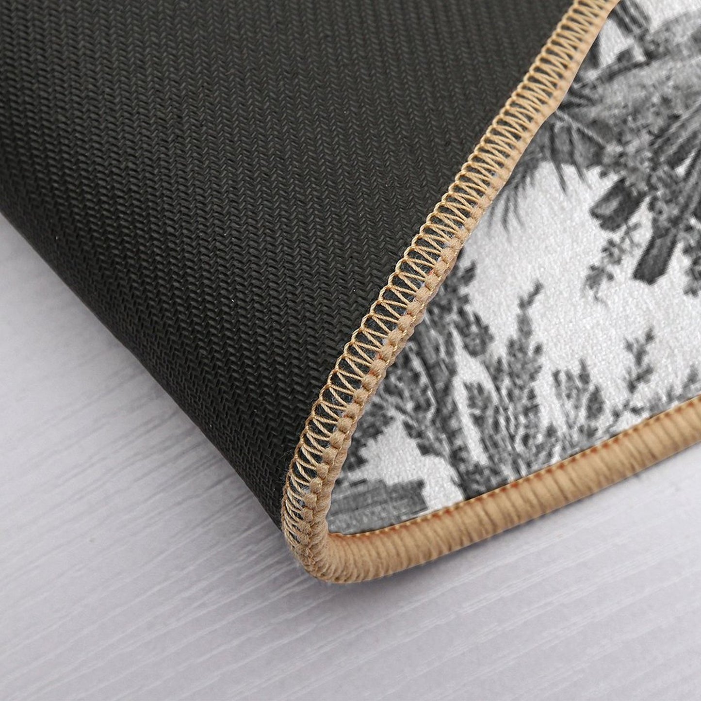 Black And White Toile De Jouy  Easy Maintenance Bath Mat