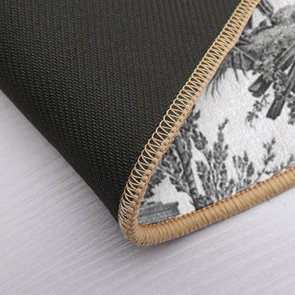Black And White Toile De Jouy  Easy Maintenance Bath Mat